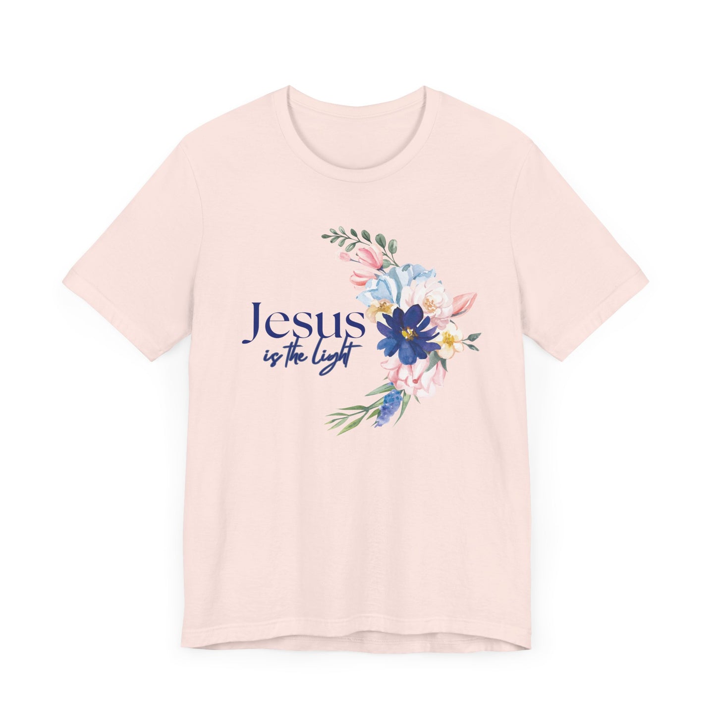 Inspirational Floral Cross Tee - Jesus is the Light
