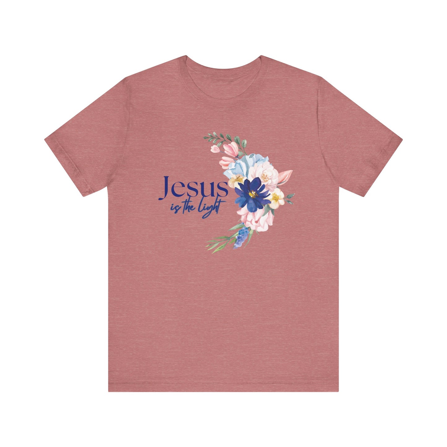 Inspirational Floral Cross Tee - Jesus is the Light