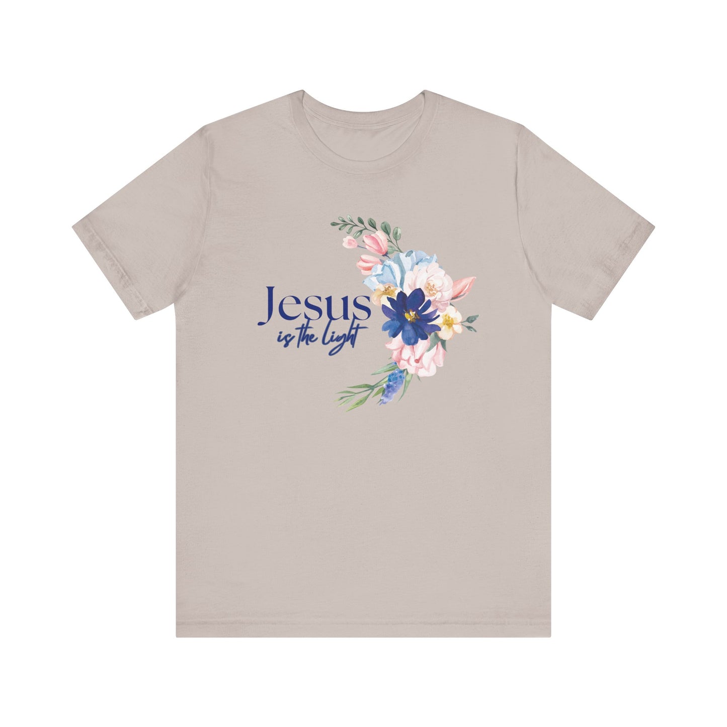 Inspirational Floral Cross Tee - Jesus is the Light