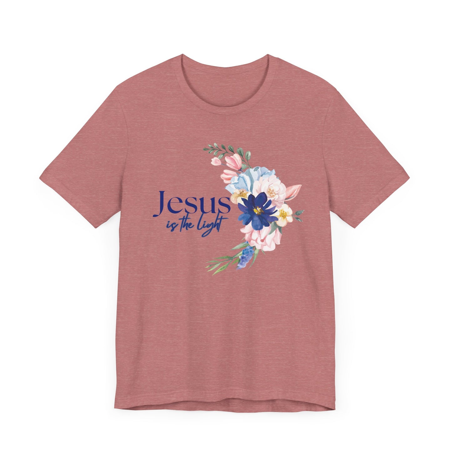 Inspirational Floral Cross Tee - Jesus is the Light