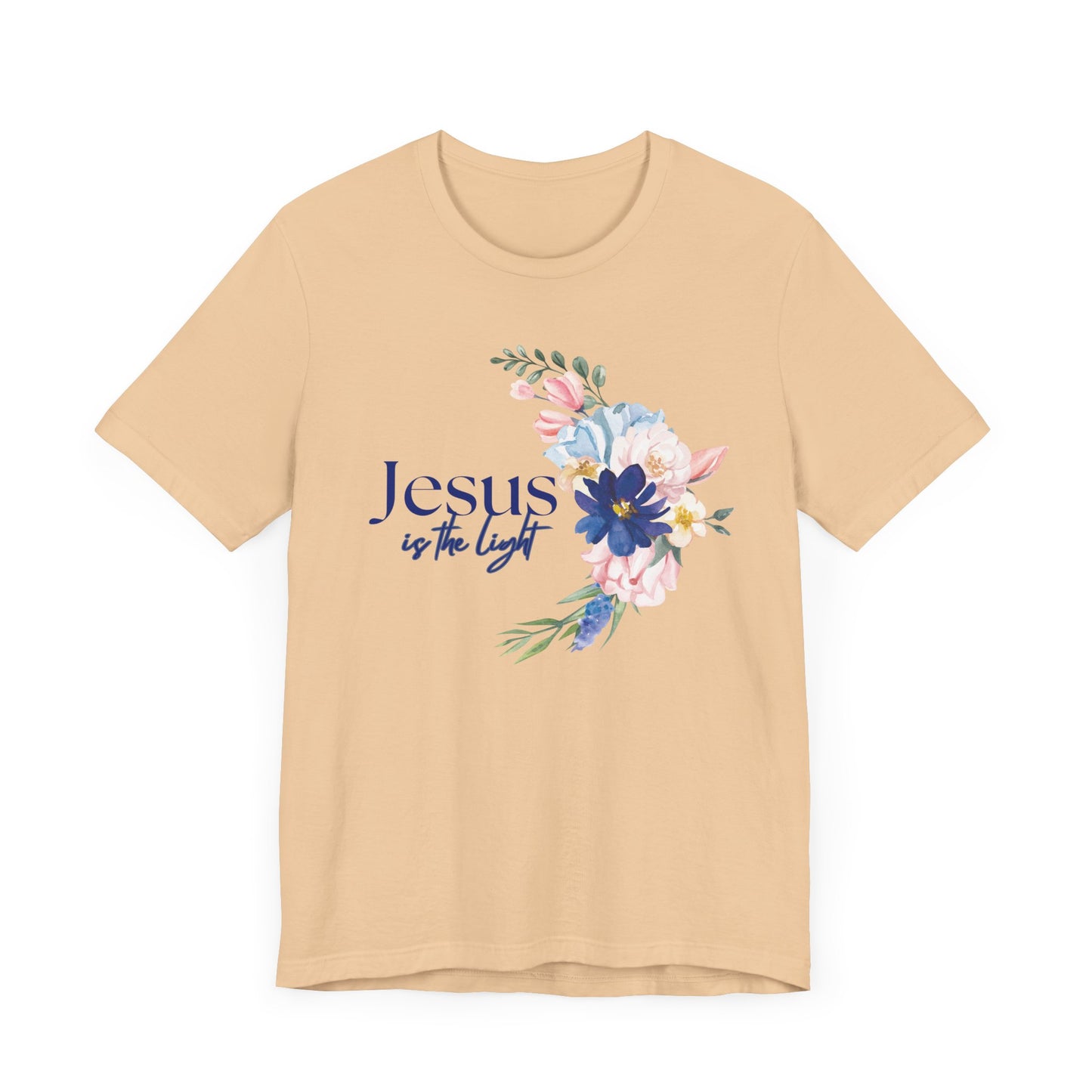 Inspirational Floral Cross Tee - Jesus is the Light