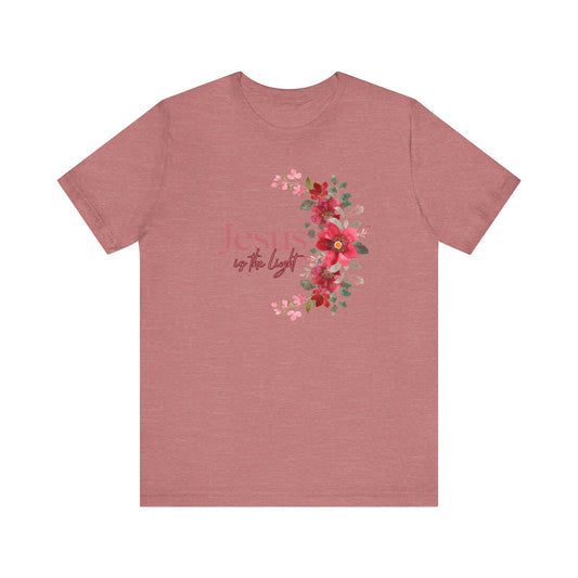 Floral Jesus is the Light Tee - Faith & Inspiration T-Shirt