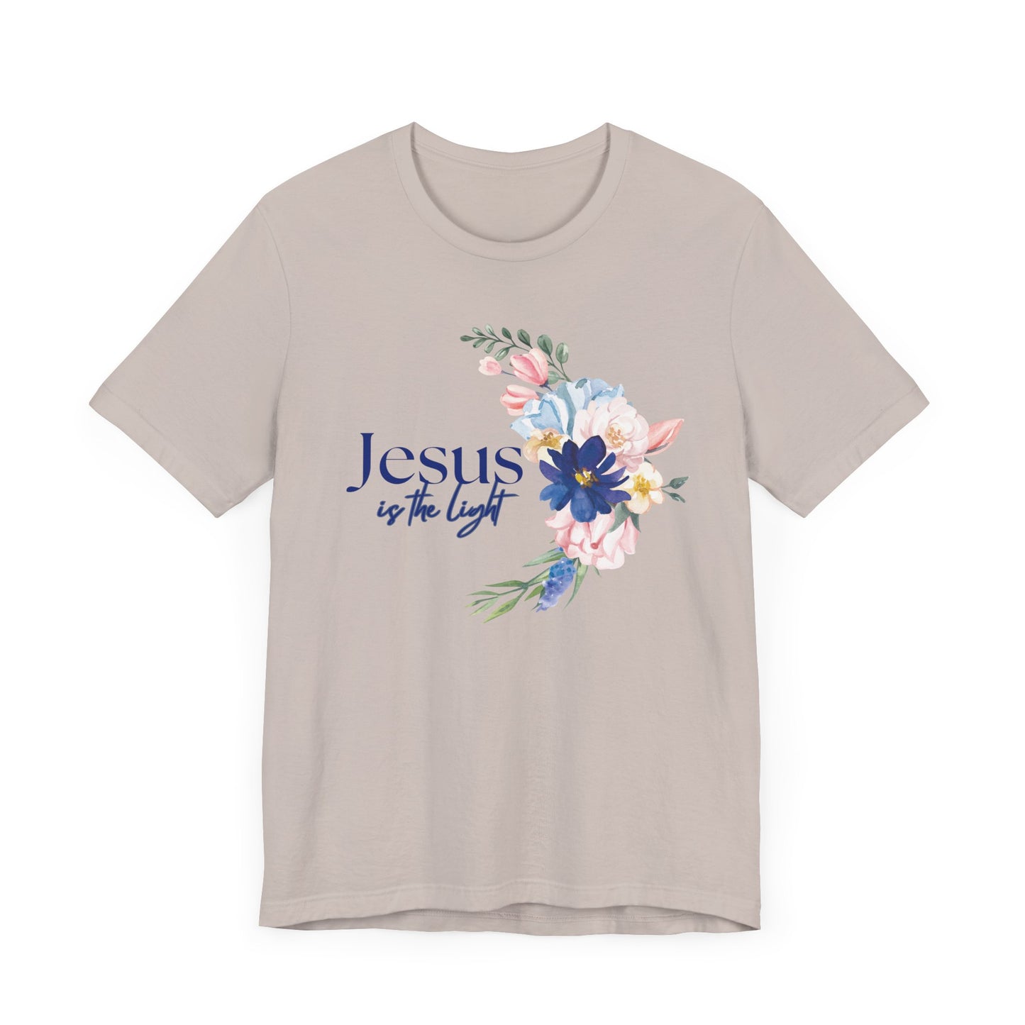 Inspirational Floral Cross Tee - Jesus is the Light