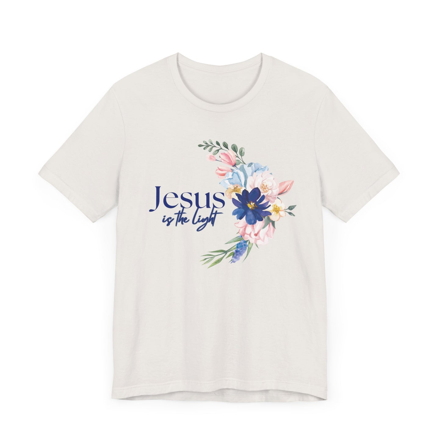 Inspirational Floral Cross Tee - Jesus is the Light