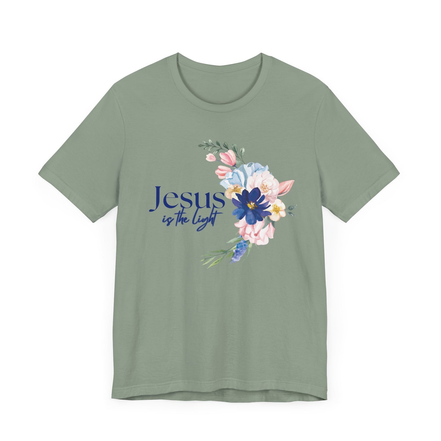 Inspirational Floral Cross Tee - Jesus is the Light
