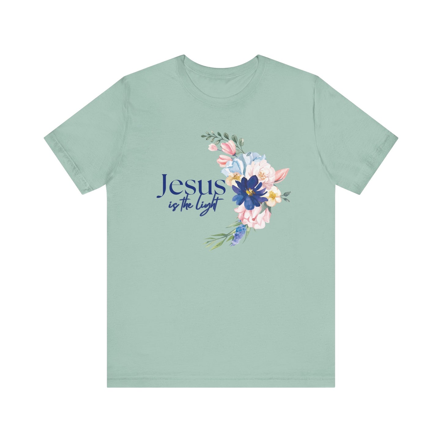 Inspirational Floral Cross Tee - Jesus is the Light