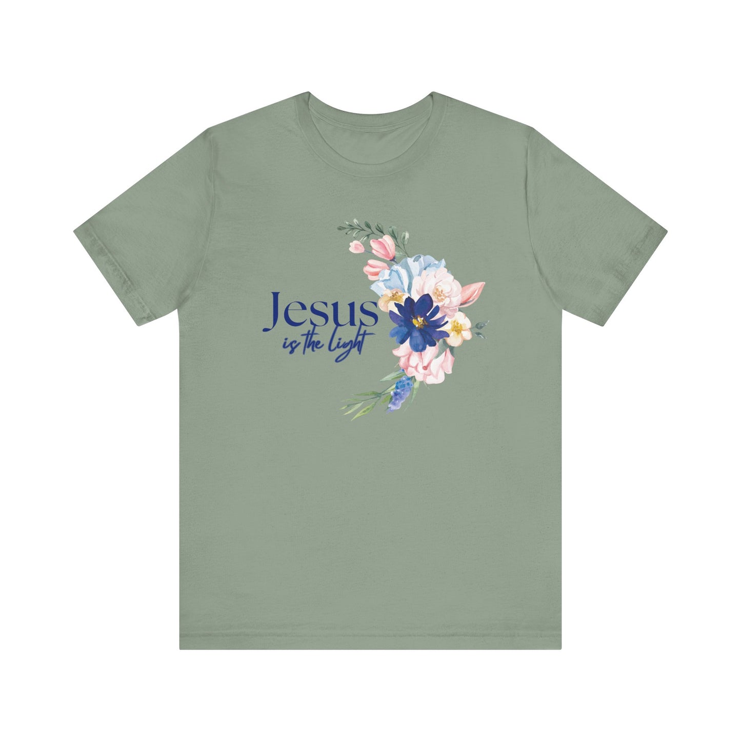 Inspirational Floral Cross Tee - Jesus is the Light