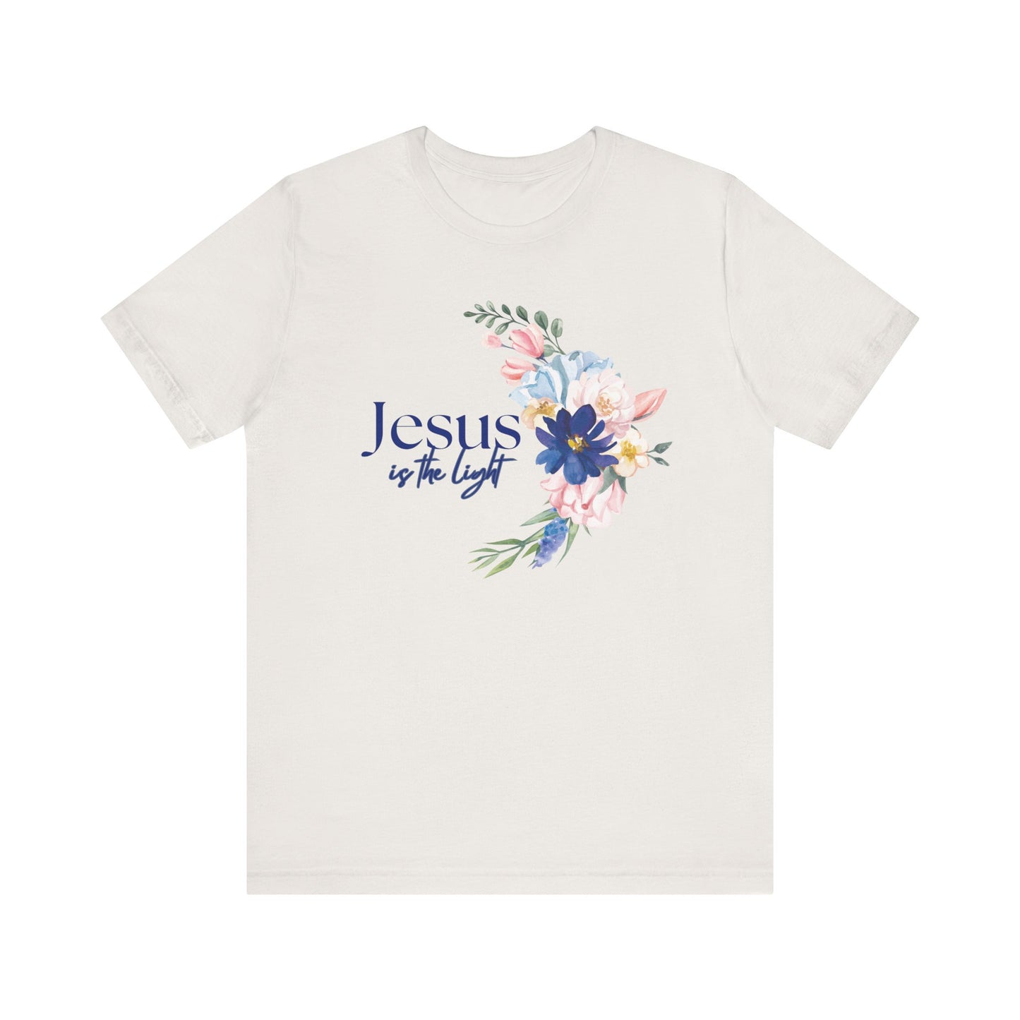 Inspirational Floral Cross Tee - Jesus is the Light