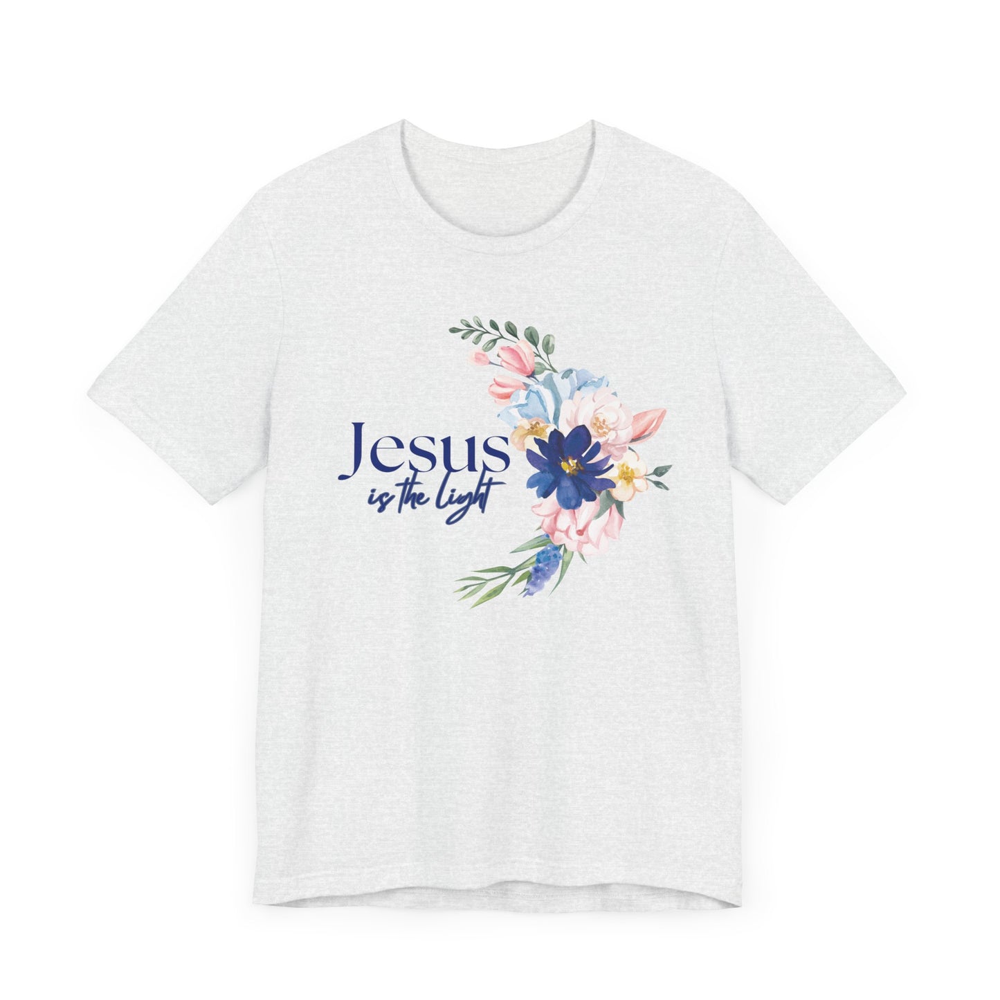 Inspirational Floral Cross Tee - Jesus is the Light
