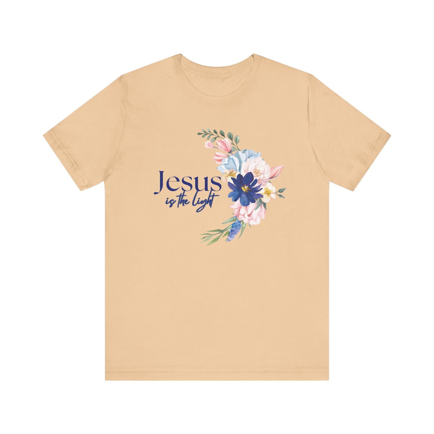 Inspirational Floral Cross Tee - Jesus is the Light