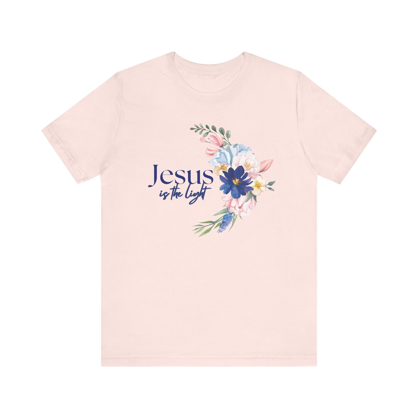 Inspirational Floral Cross Tee - Jesus is the Light