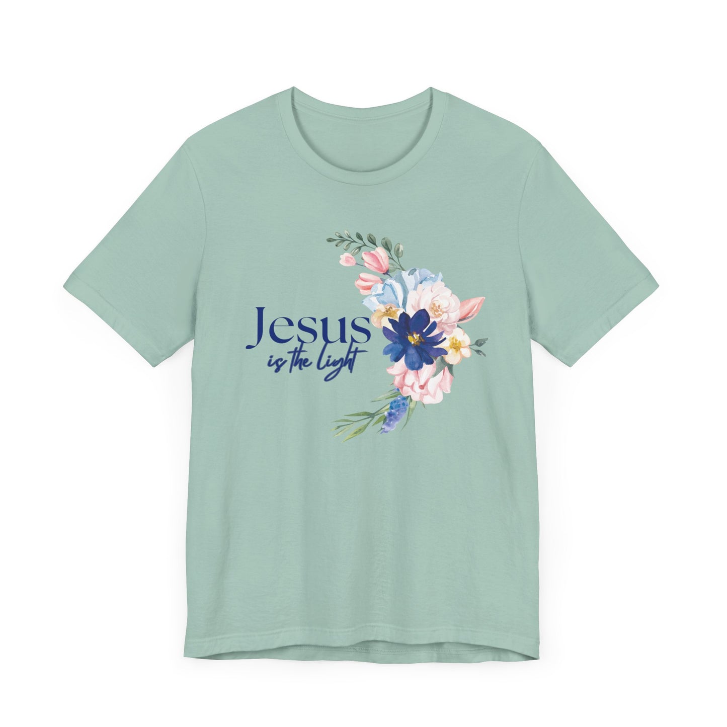Inspirational Floral Cross Tee - Jesus is the Light